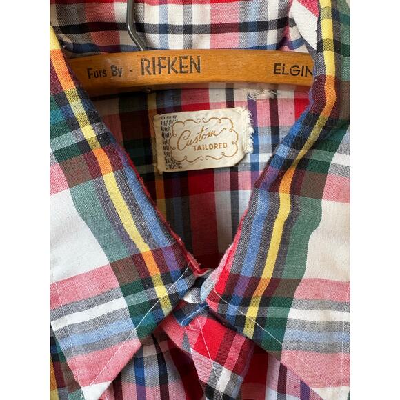 Vintage Plaid Mother of Pearl Snap Button Western Shirt - Picture 3 of 6